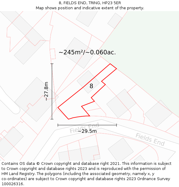 8, FIELDS END, TRING, HP23 5ER: Plot and title map