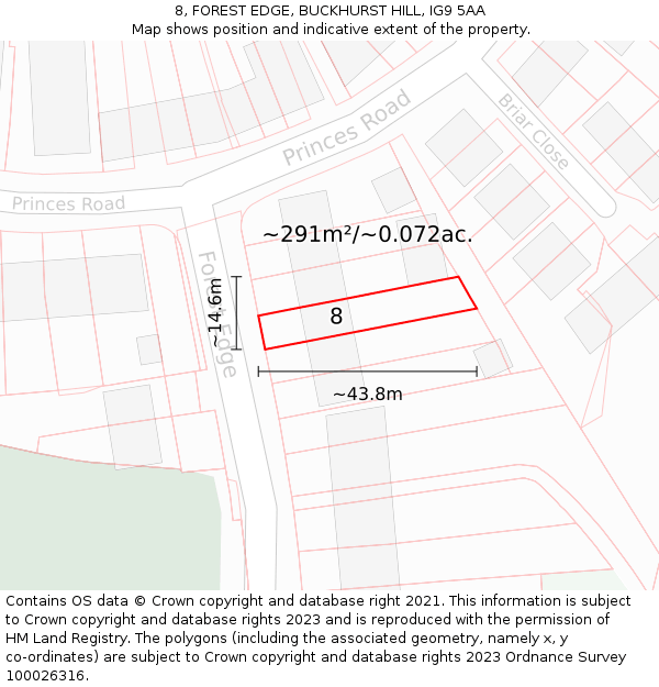 8, FOREST EDGE, BUCKHURST HILL, IG9 5AA: Plot and title map