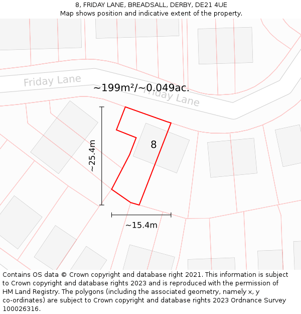 8, FRIDAY LANE, BREADSALL, DERBY, DE21 4UE: Plot and title map