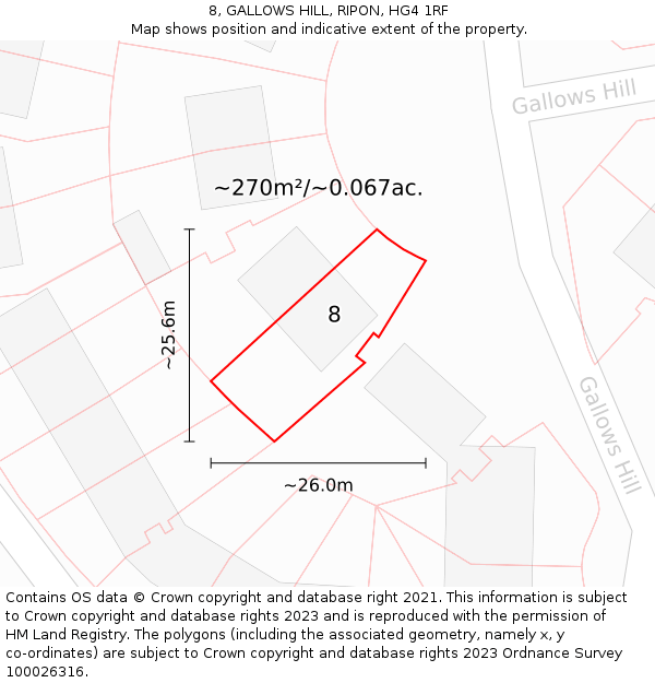 8, GALLOWS HILL, RIPON, HG4 1RF: Plot and title map