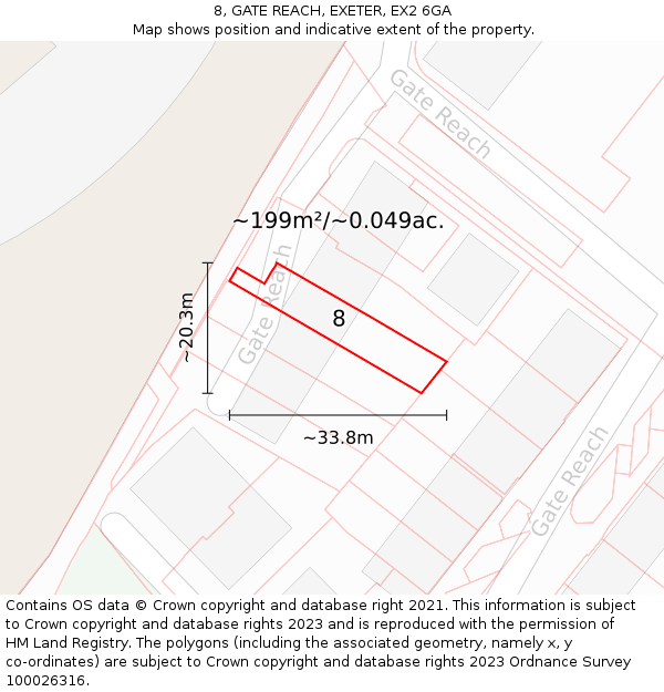 8, GATE REACH, EXETER, EX2 6GA: Plot and title map