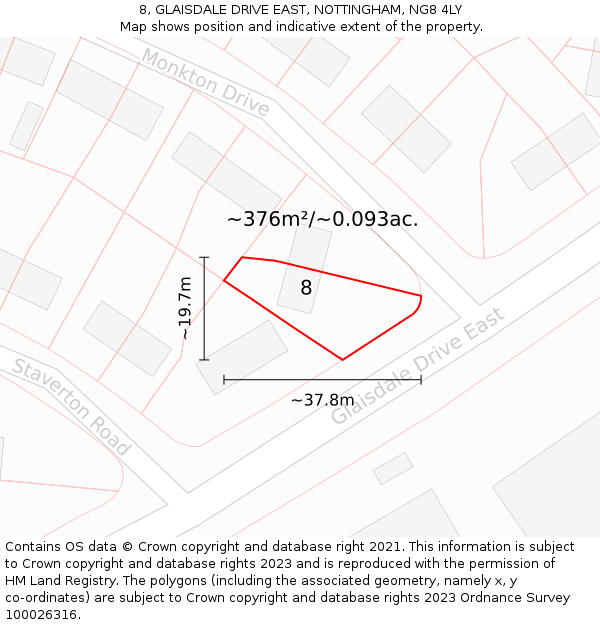 8, GLAISDALE DRIVE EAST, NOTTINGHAM, NG8 4LY: Plot and title map