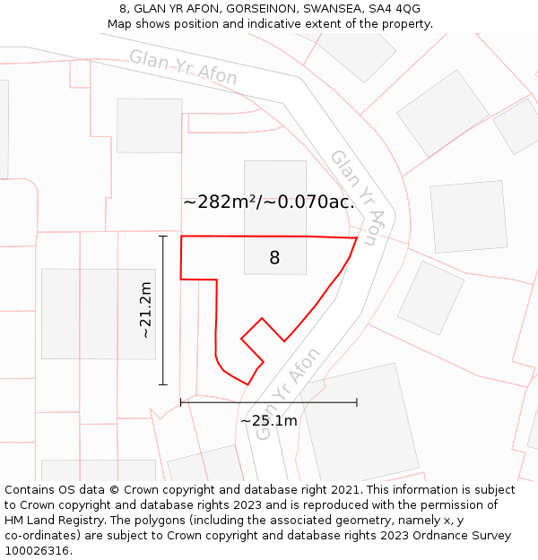 8, GLAN YR AFON, GORSEINON, SWANSEA, SA4 4QG: Plot and title map