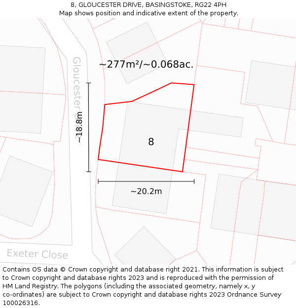 8, GLOUCESTER DRIVE, BASINGSTOKE, RG22 4PH: Plot and title map