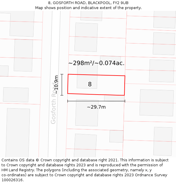 8, GOSFORTH ROAD, BLACKPOOL, FY2 9UB: Plot and title map