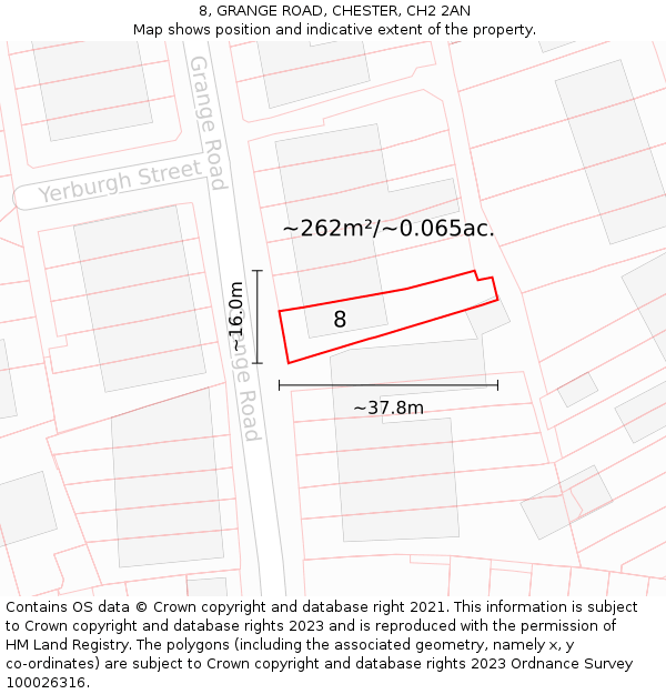 8, GRANGE ROAD, CHESTER, CH2 2AN: Plot and title map