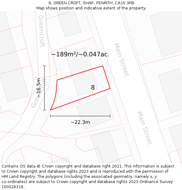 8, GREEN CROFT, SHAP, PENRITH, CA10 3PB: Plot and title map