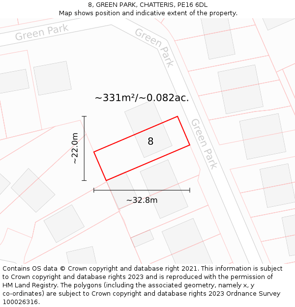 8, GREEN PARK, CHATTERIS, PE16 6DL: Plot and title map