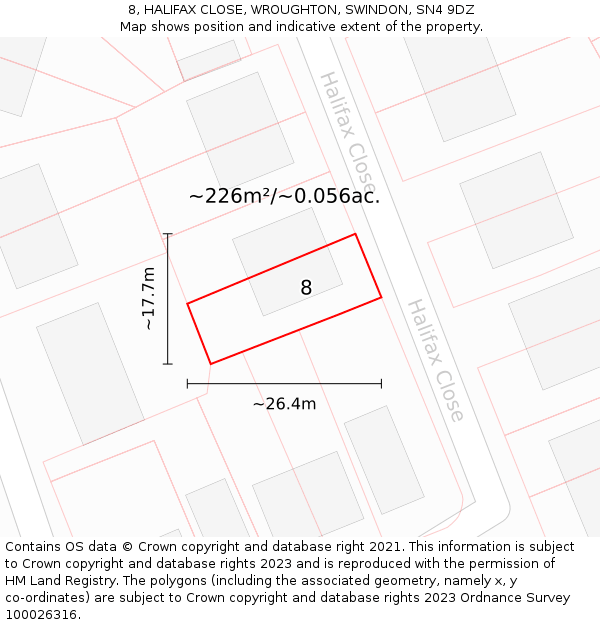 8, HALIFAX CLOSE, WROUGHTON, SWINDON, SN4 9DZ: Plot and title map