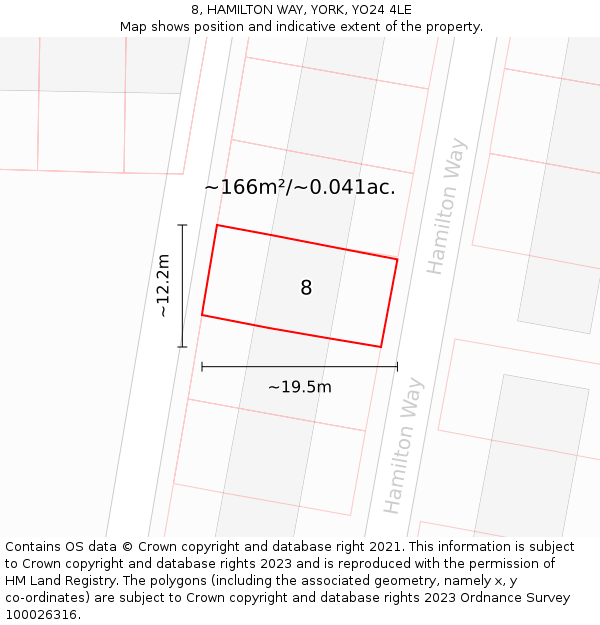 8, HAMILTON WAY, YORK, YO24 4LE: Plot and title map