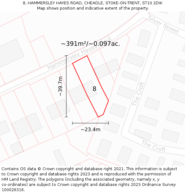 8, HAMMERSLEY HAYES ROAD, CHEADLE, STOKE-ON-TRENT, ST10 2DW: Plot and title map
