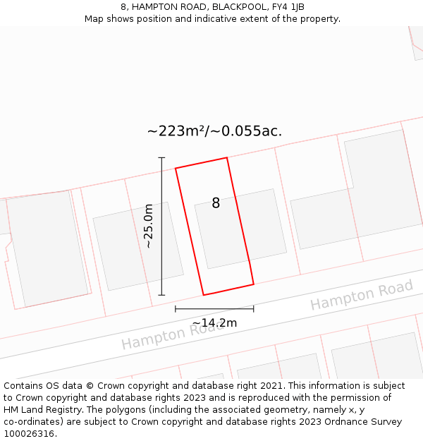 8, HAMPTON ROAD, BLACKPOOL, FY4 1JB: Plot and title map