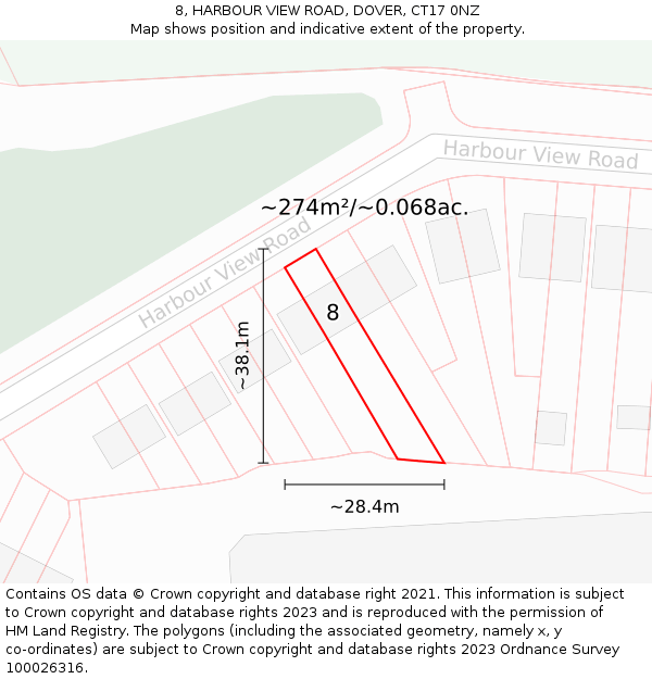 8, HARBOUR VIEW ROAD, DOVER, CT17 0NZ: Plot and title map