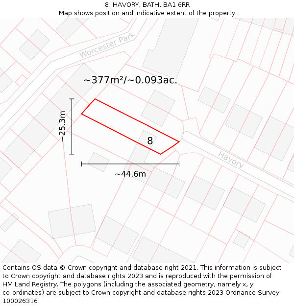 8, HAVORY, BATH, BA1 6RR: Plot and title map