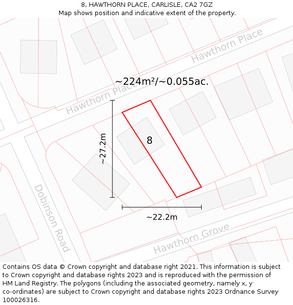 8, HAWTHORN PLACE, CARLISLE, CA2 7GZ: Plot and title map