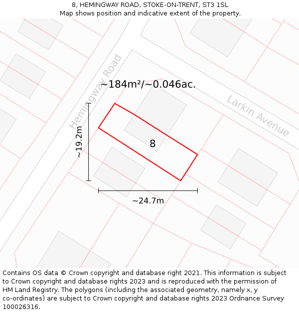 8, HEMINGWAY ROAD, STOKE-ON-TRENT, ST3 1SL: Plot and title map