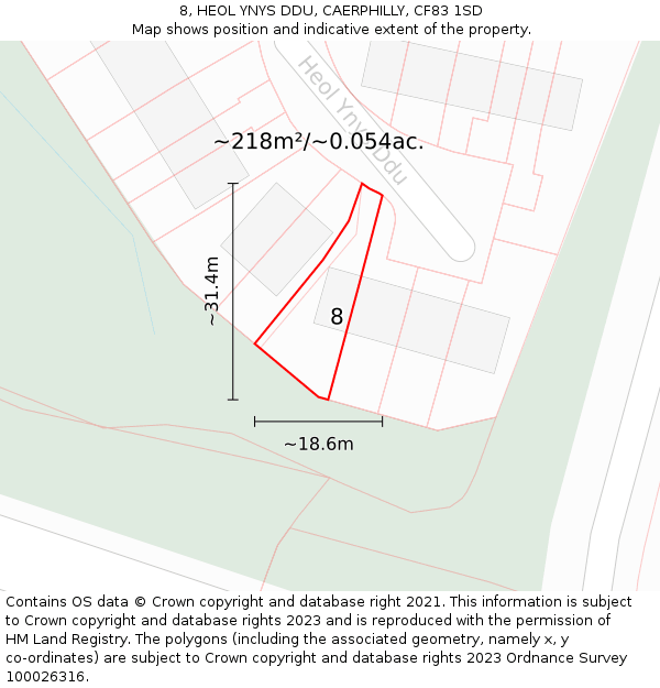 8, HEOL YNYS DDU, CAERPHILLY, CF83 1SD: Plot and title map