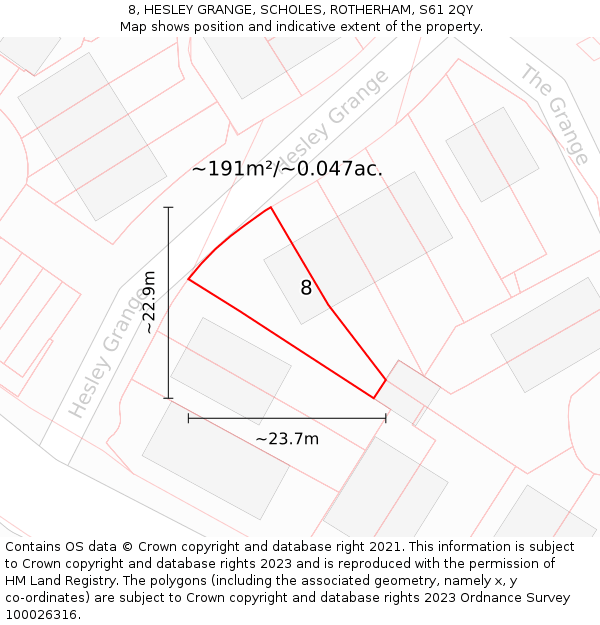 8, HESLEY GRANGE, SCHOLES, ROTHERHAM, S61 2QY: Plot and title map