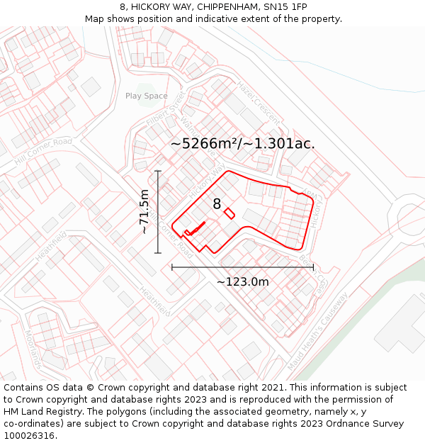 8, HICKORY WAY, CHIPPENHAM, SN15 1FP: Plot and title map