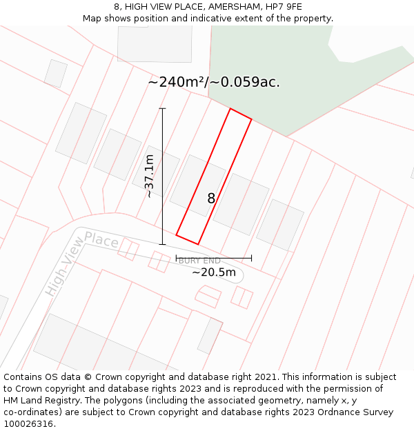 8, HIGH VIEW PLACE, AMERSHAM, HP7 9FE: Plot and title map
