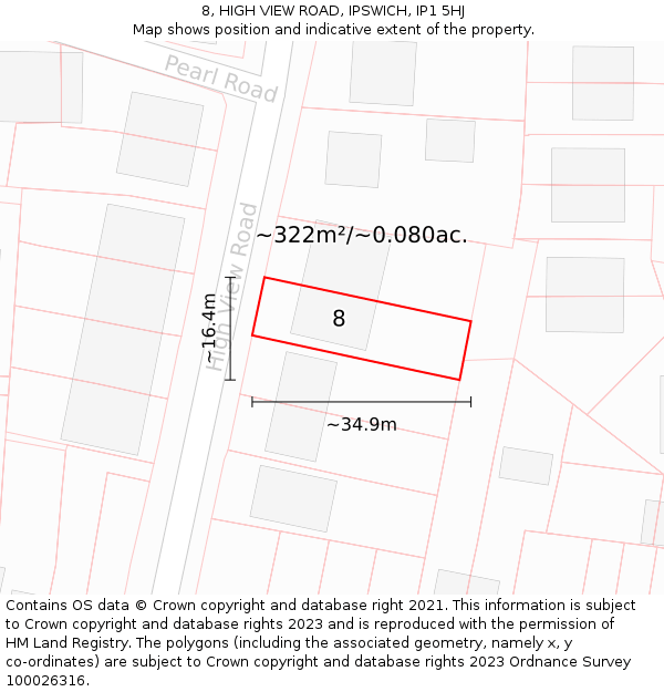 8, HIGH VIEW ROAD, IPSWICH, IP1 5HJ: Plot and title map