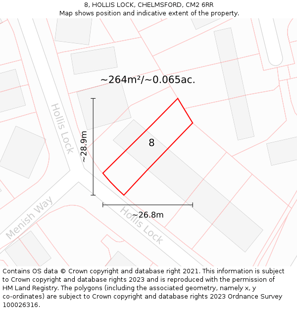 8, HOLLIS LOCK, CHELMSFORD, CM2 6RR: Plot and title map