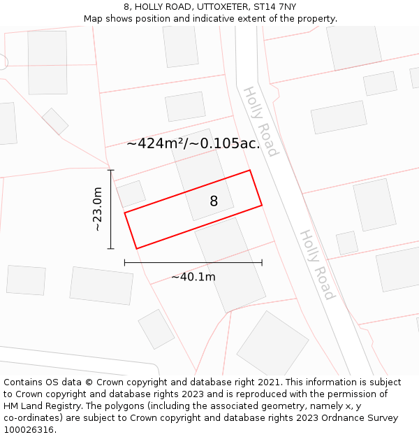 8, HOLLY ROAD, UTTOXETER, ST14 7NY: Plot and title map