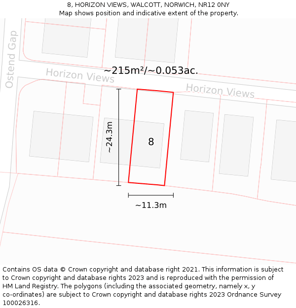 8, HORIZON VIEWS, WALCOTT, NORWICH, NR12 0NY: Plot and title map