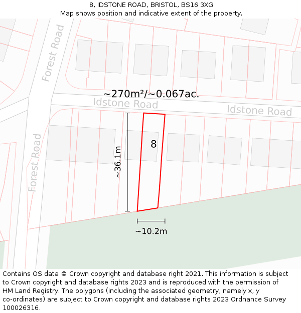 8, IDSTONE ROAD, BRISTOL, BS16 3XG: Plot and title map