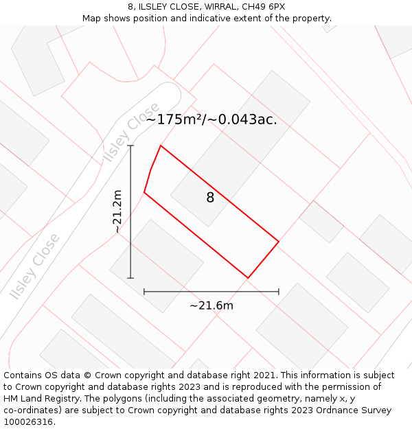 8, ILSLEY CLOSE, WIRRAL, CH49 6PX: Plot and title map