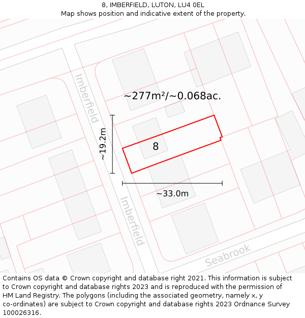 8, IMBERFIELD, LUTON, LU4 0EL: Plot and title map