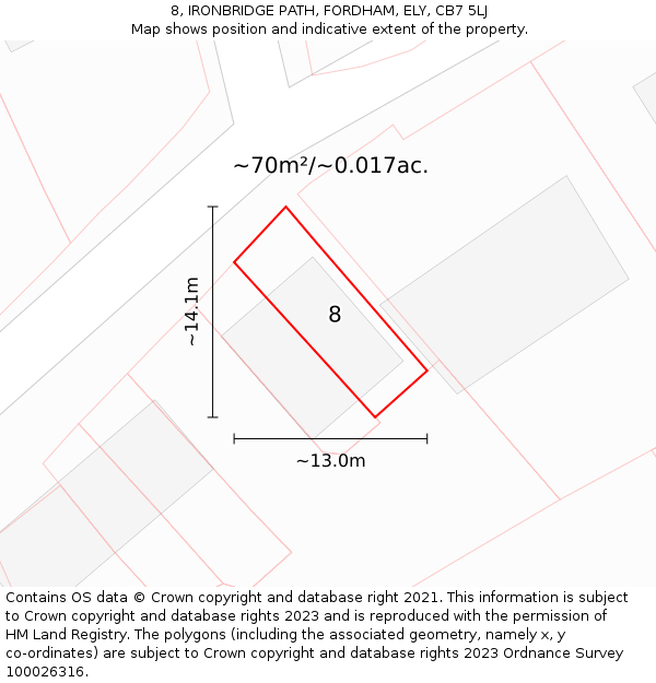 8, IRONBRIDGE PATH, FORDHAM, ELY, CB7 5LJ: Plot and title map