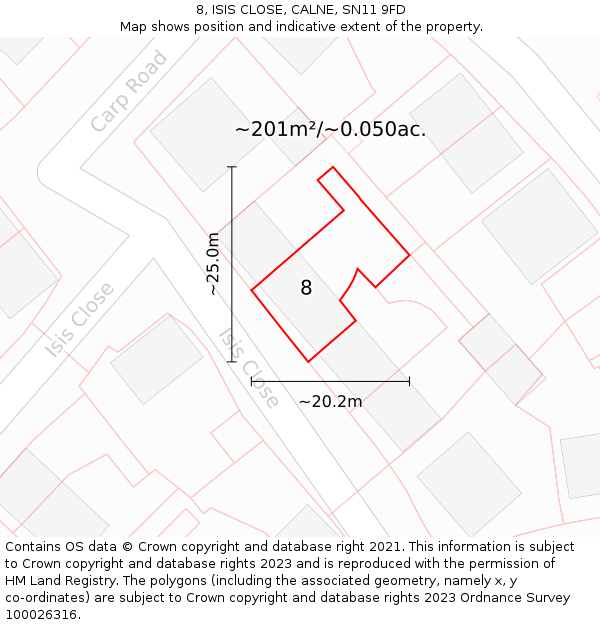 8, ISIS CLOSE, CALNE, SN11 9FD: Plot and title map