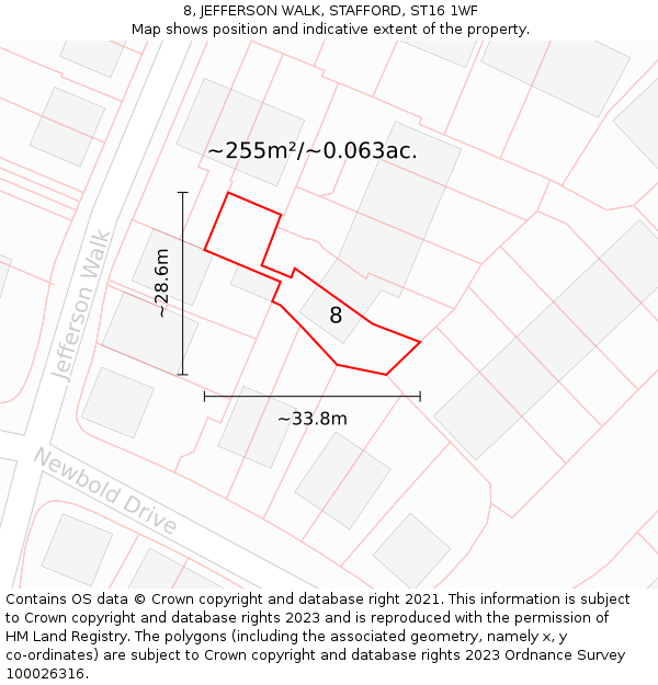 8, JEFFERSON WALK, STAFFORD, ST16 1WF: Plot and title map