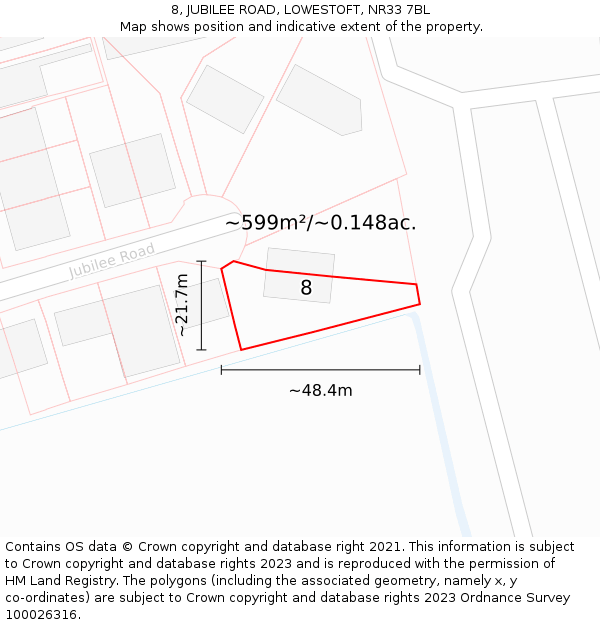 8, JUBILEE ROAD, LOWESTOFT, NR33 7BL: Plot and title map