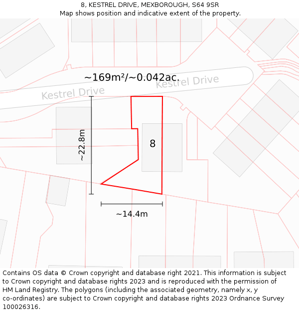8, KESTREL DRIVE, MEXBOROUGH, S64 9SR: Plot and title map