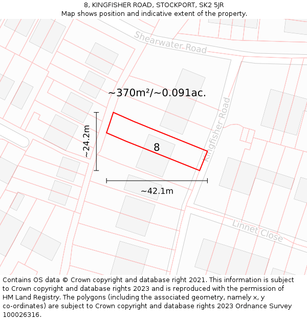 8, KINGFISHER ROAD, STOCKPORT, SK2 5JR: Plot and title map