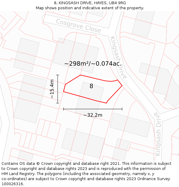 8, KINGSASH DRIVE, HAYES, UB4 9RG: Plot and title map
