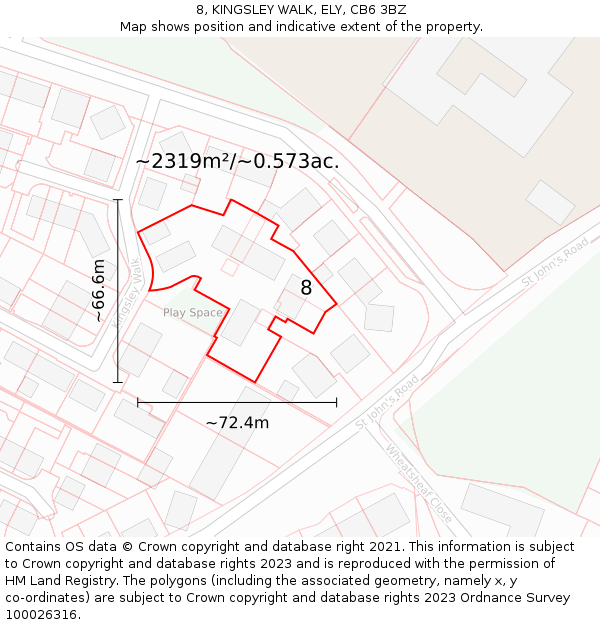 8, KINGSLEY WALK, ELY, CB6 3BZ: Plot and title map