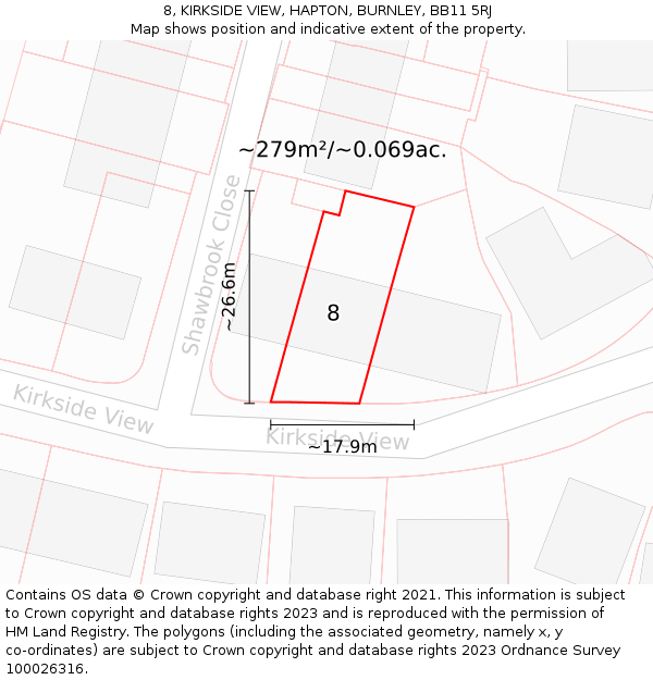 8, KIRKSIDE VIEW, HAPTON, BURNLEY, BB11 5RJ: Plot and title map