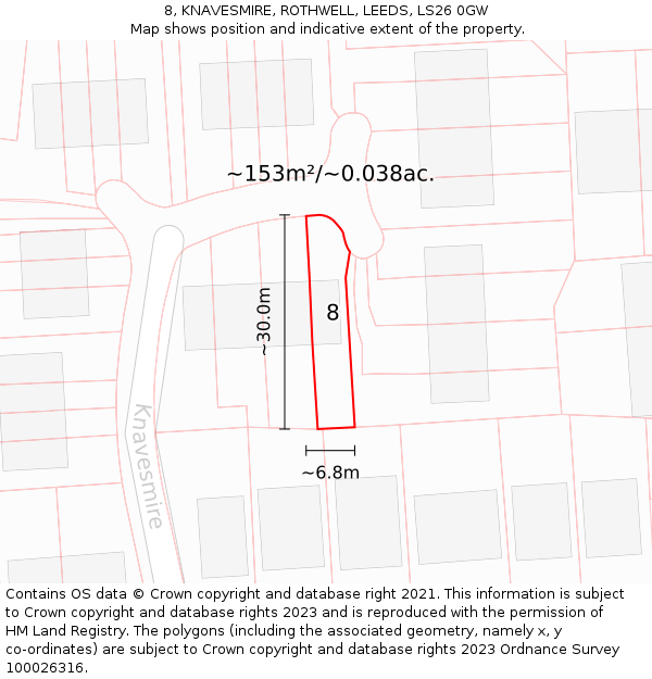 8, KNAVESMIRE, ROTHWELL, LEEDS, LS26 0GW: Plot and title map
