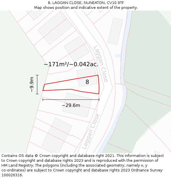 8, LAGGAN CLOSE, NUNEATON, CV10 9TF: Plot and title map