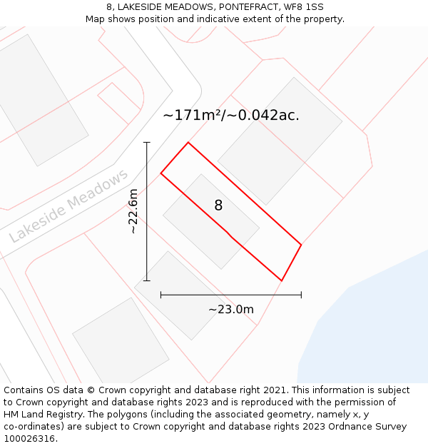 8, LAKESIDE MEADOWS, PONTEFRACT, WF8 1SS: Plot and title map