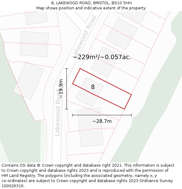 8, LAKEWOOD ROAD, BRISTOL, BS10 5HH: Plot and title map