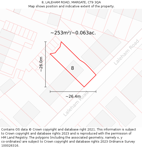 8, LALEHAM ROAD, MARGATE, CT9 3QA: Plot and title map