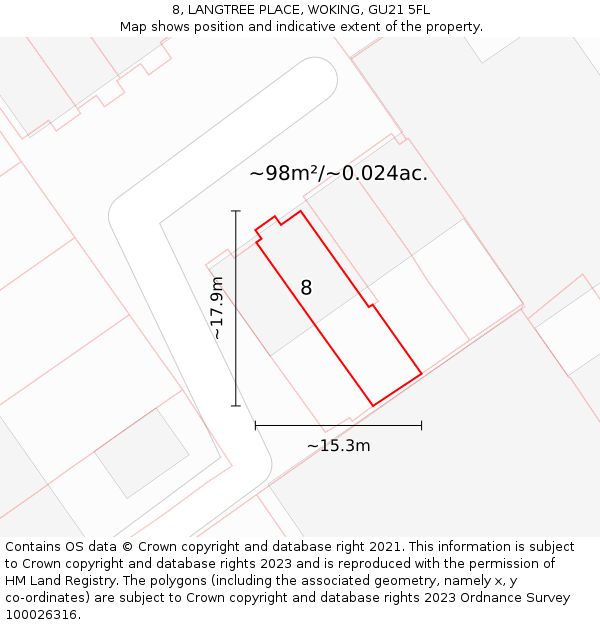 8, LANGTREE PLACE, WOKING, GU21 5FL: Plot and title map
