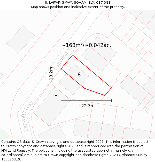 8, LAPWING WAY, SOHAM, ELY, CB7 5GE: Plot and title map
