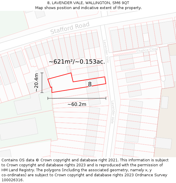 8, LAVENDER VALE, WALLINGTON, SM6 9QT: Plot and title map