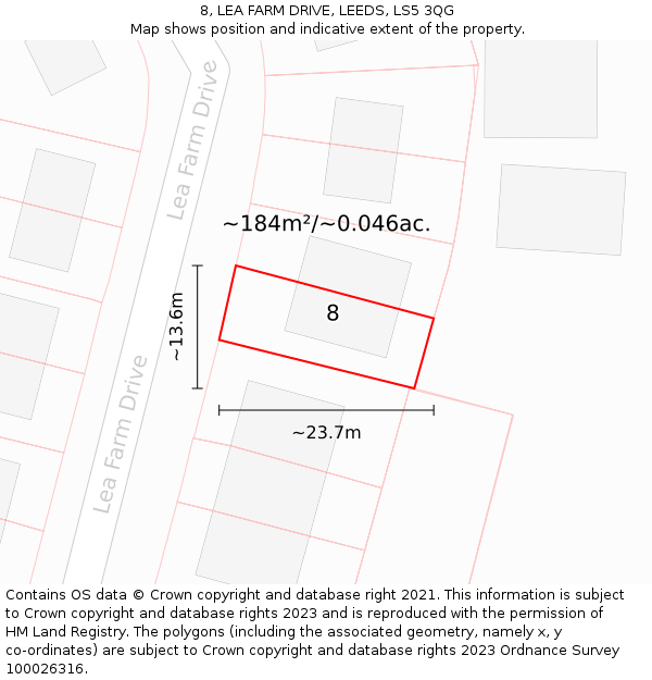 8, LEA FARM DRIVE, LEEDS, LS5 3QG: Plot and title map
