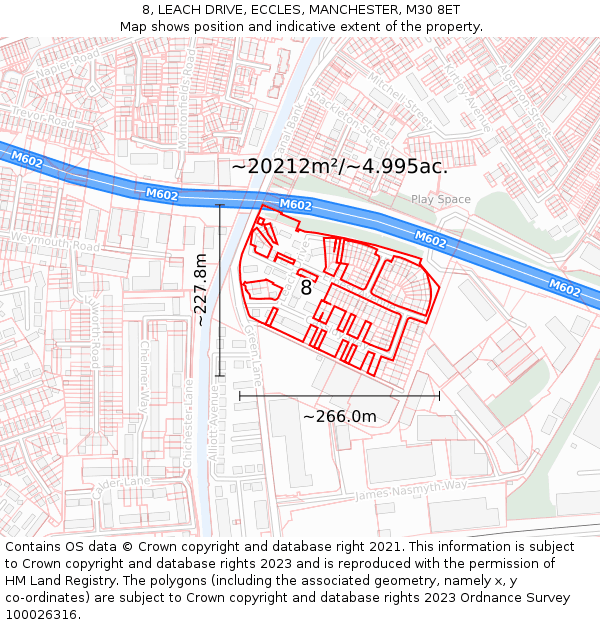 8, LEACH DRIVE, ECCLES, MANCHESTER, M30 8ET: Plot and title map